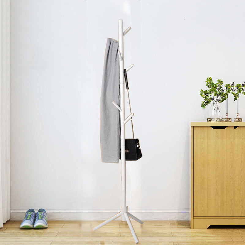 Modern Style Coat Rack Solid Pine Wood Free Standing Hooks Design Coat Rack