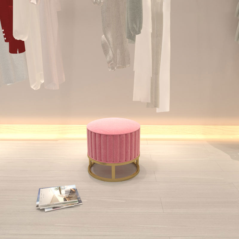 Modern Pouf Ottoman Velvet Upholstered Tear Resistant Round Ottoman with Chair Legs