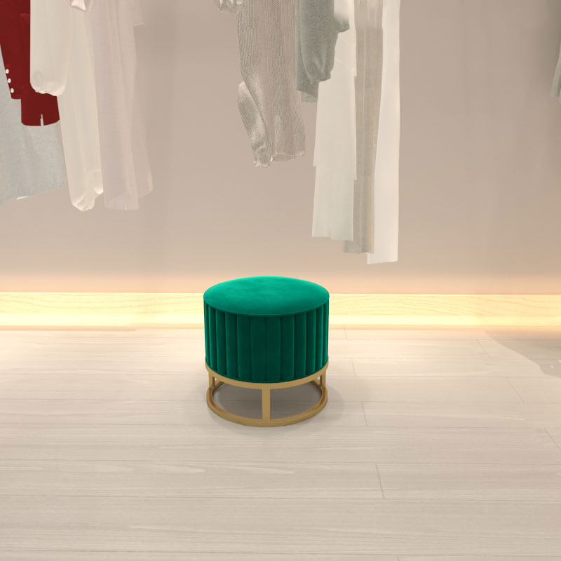 Modern Pouf Ottoman Velvet Upholstered Tear Resistant Round Ottoman with Chair Legs