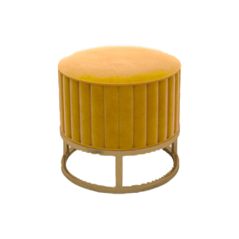 Modern Pouf Ottoman Velvet Upholstered Tear Resistant Round Ottoman with Chair Legs