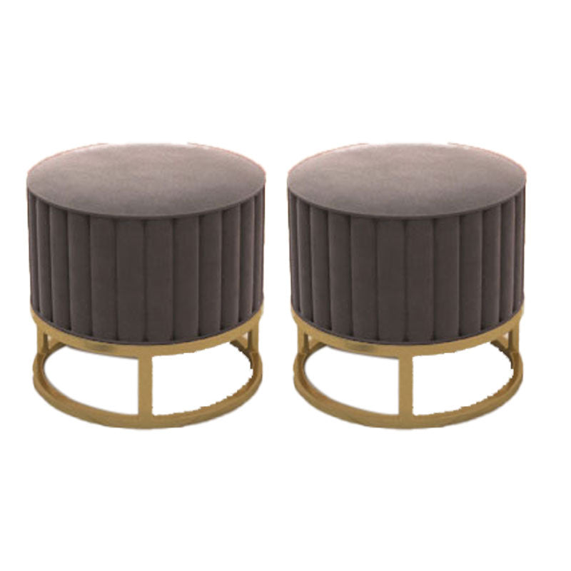 Modern Pouf Ottoman Velvet Upholstered Tear Resistant Round Ottoman with Chair Legs