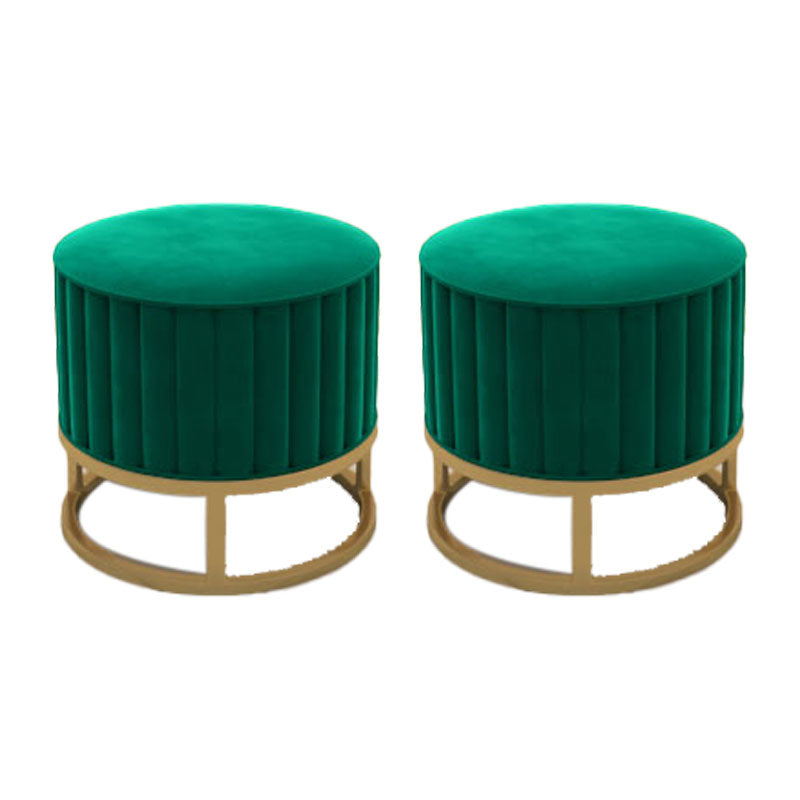 Modern Pouf Ottoman Velvet Upholstered Tear Resistant Round Ottoman with Chair Legs