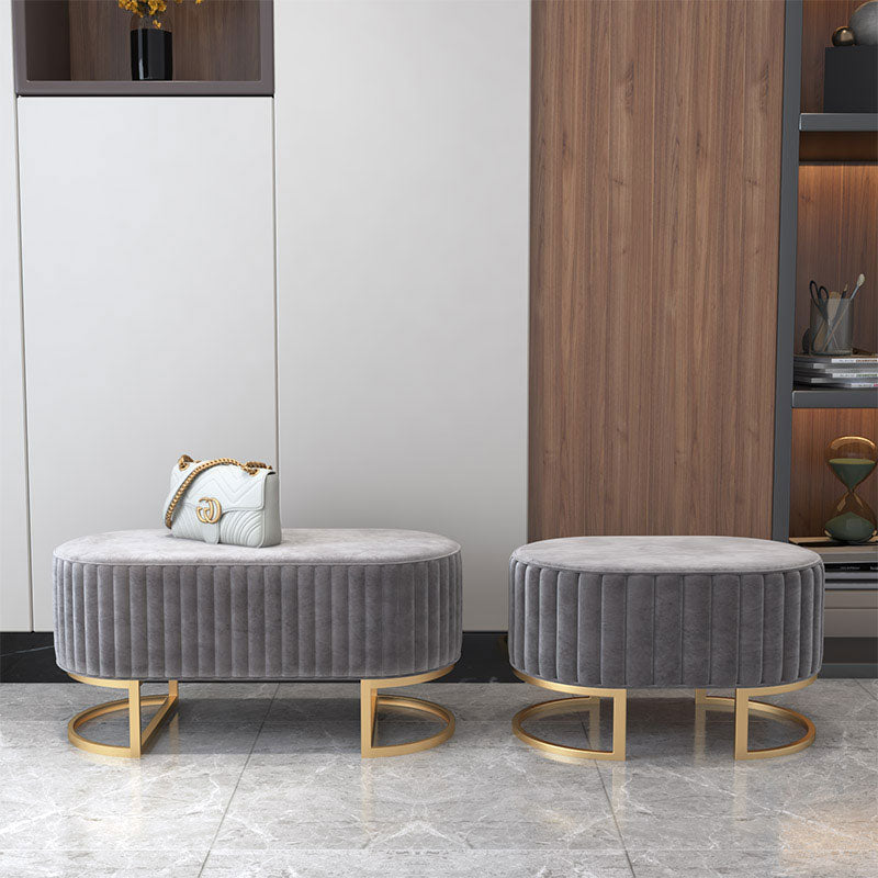 Modern Pouf Ottoman Velvet Upholstered Tear Resistant Round Ottoman with Chair Legs