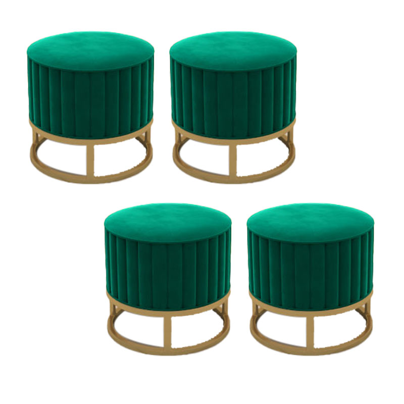 Modern Pouf Ottoman Velvet Upholstered Tear Resistant Round Ottoman with Chair Legs