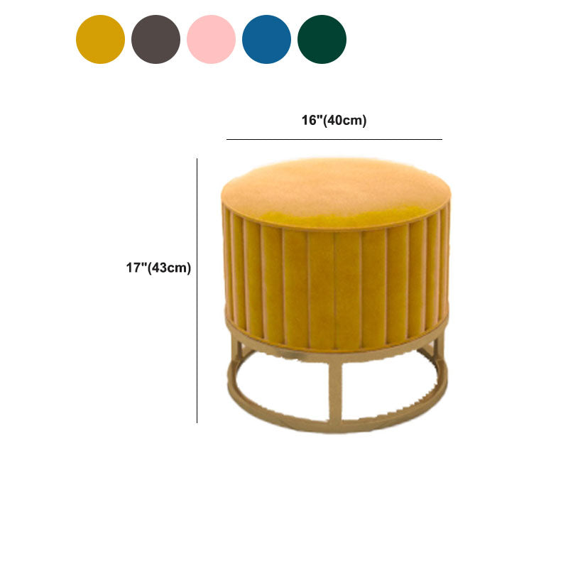 Modern Pouf Ottoman Velvet Upholstered Tear Resistant Round Ottoman with Chair Legs