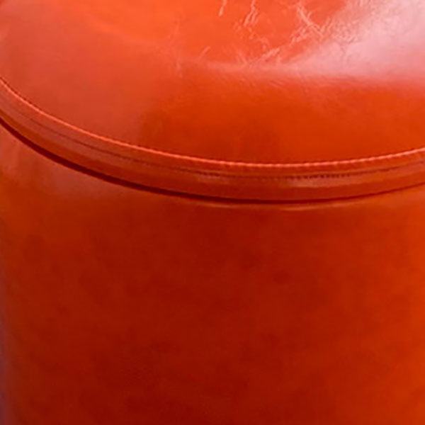 Faux Leather Ottoman Plain Round Stain Resistant Pouf Ottoman with Storage