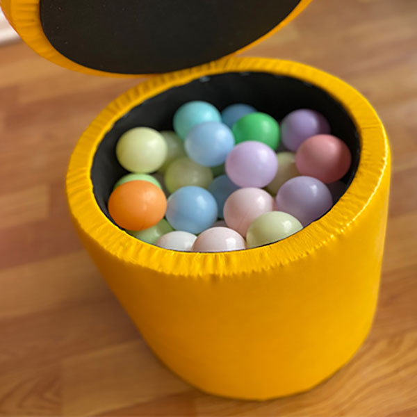 Faux Leather Ottoman Plain Round Stain Resistant Pouf Ottoman with Storage