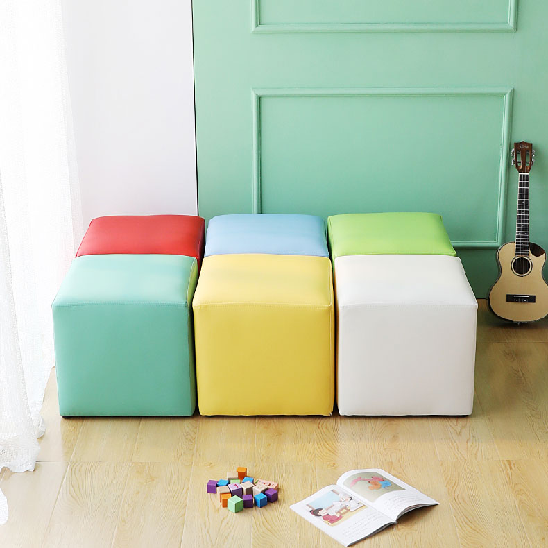 Modern Pure Color Cube Sqaure Faux Leather Cube for Living Room