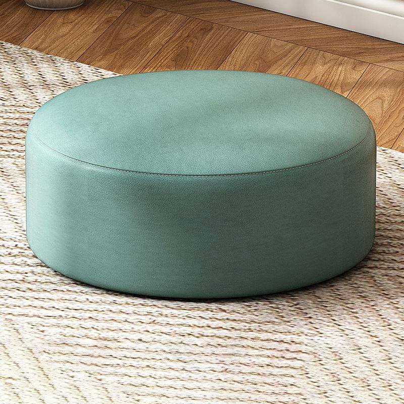 Solid Color Pouf Fabric Round Scratch Resistant Contemporary Pouf Ottoman