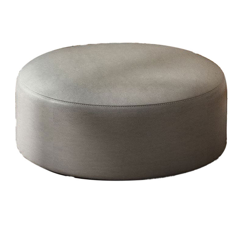 Solid Color Pouf Fabric Round Scratch Resistant Contemporary Pouf Ottoman