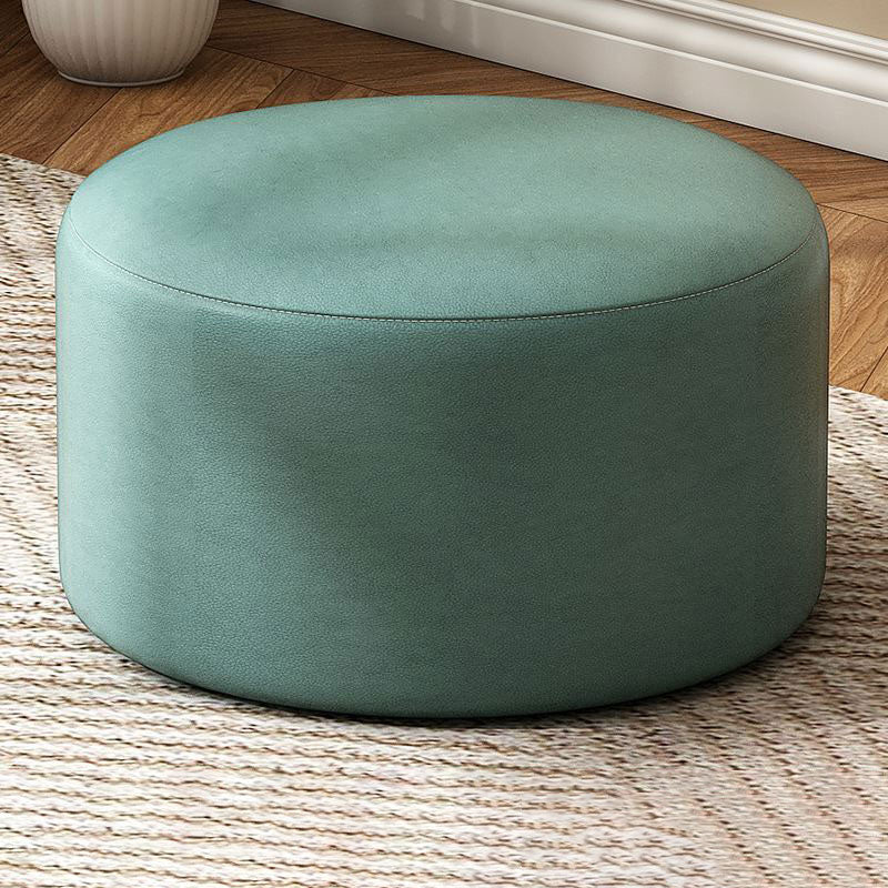 Solid Color Pouf Fabric Round Scratch Resistant Contemporary Pouf Ottoman