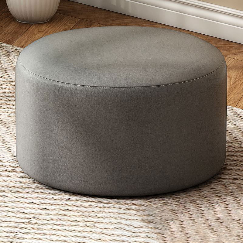 Solid Color Pouf Fabric Round Scratch Resistant Contemporary Pouf Ottoman