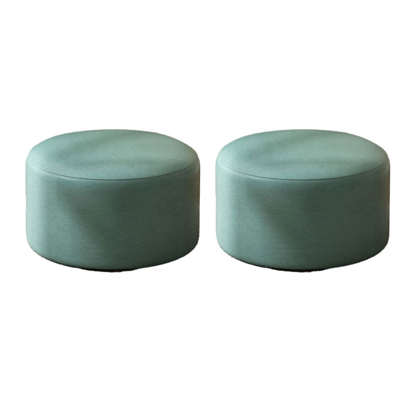 Solid Color Pouf Fabric Round Scratch Resistant Contemporary Pouf Ottoman