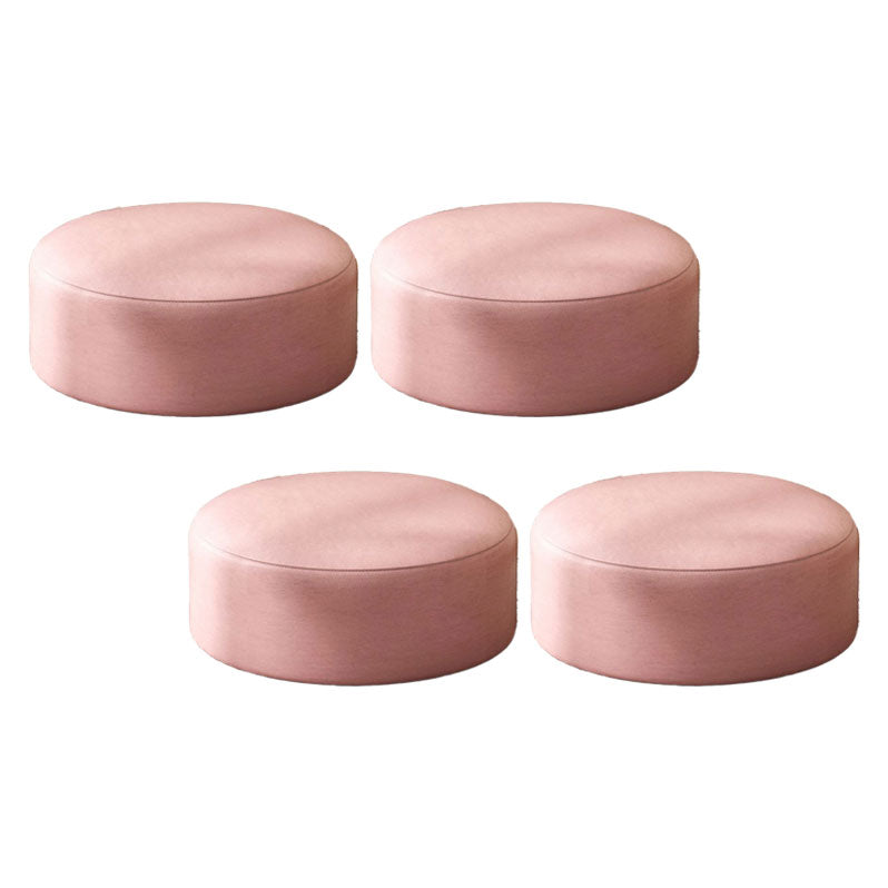 Solid Color Pouf Fabric Round Scratch Resistant Contemporary Pouf Ottoman