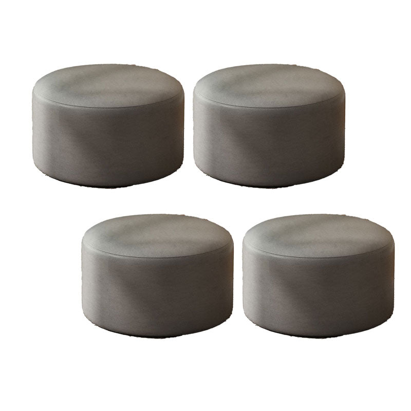 Solid Color Pouf Fabric Round Scratch Resistant Contemporary Pouf Ottoman