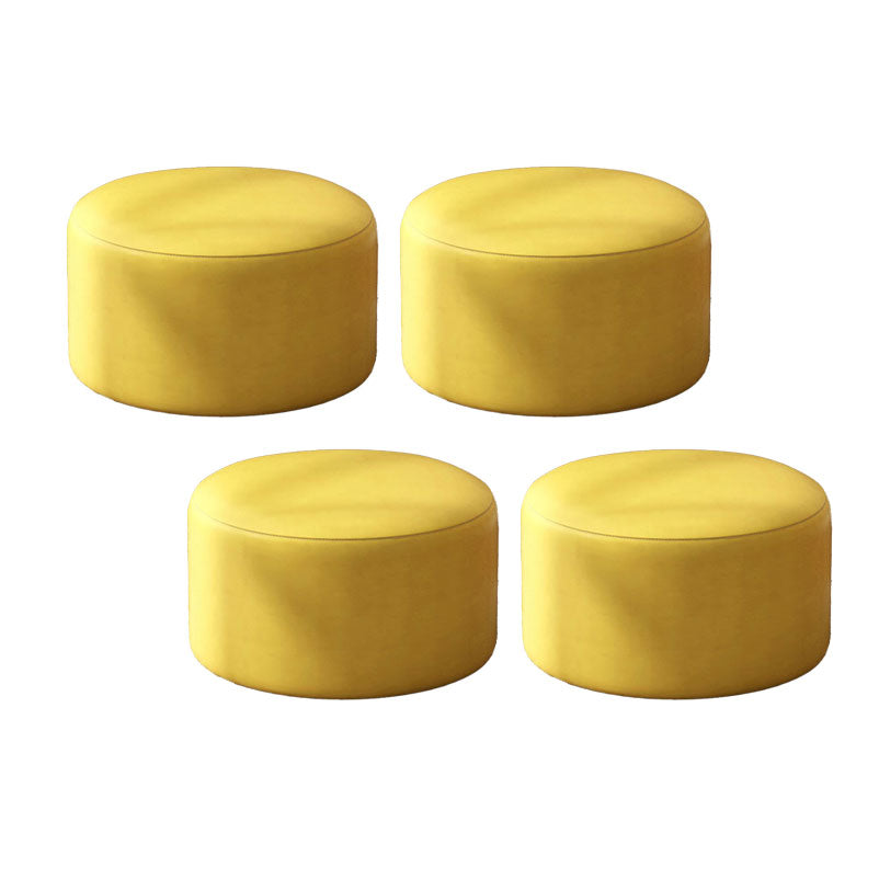 Solid Color Pouf Fabric Round Scratch Resistant Contemporary Pouf Ottoman