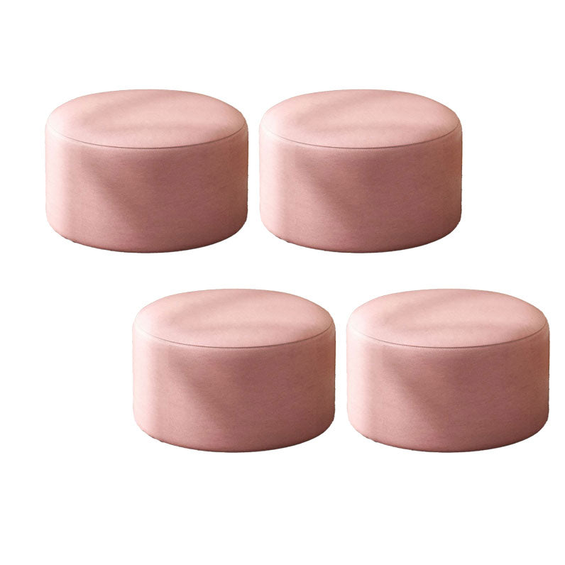 Solid Color Pouf Fabric Round Scratch Resistant Contemporary Pouf Ottoman