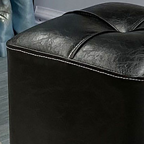 Modern Square Ottoman Plain Water Resistant Faux Leather Stain Resistant Tufted Ottoman
