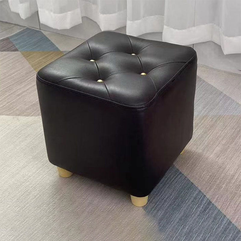 Modern Cotton Pouf Ottoman Plain Square Tufted Water Resistant Chair Pouf