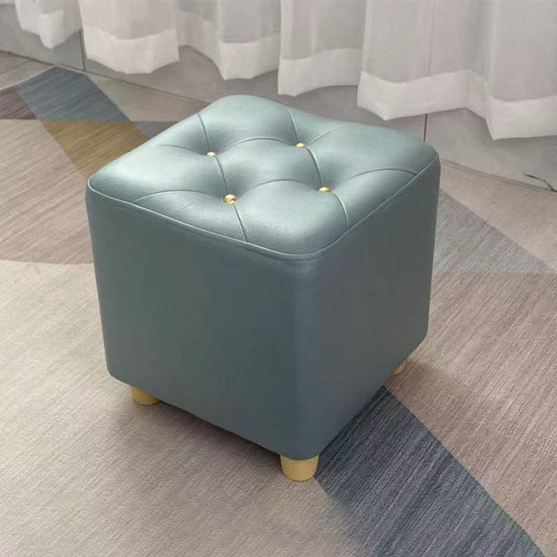 Modern Cotton Pouf Ottoman Plain Square Tufted Water Resistant Chair Pouf