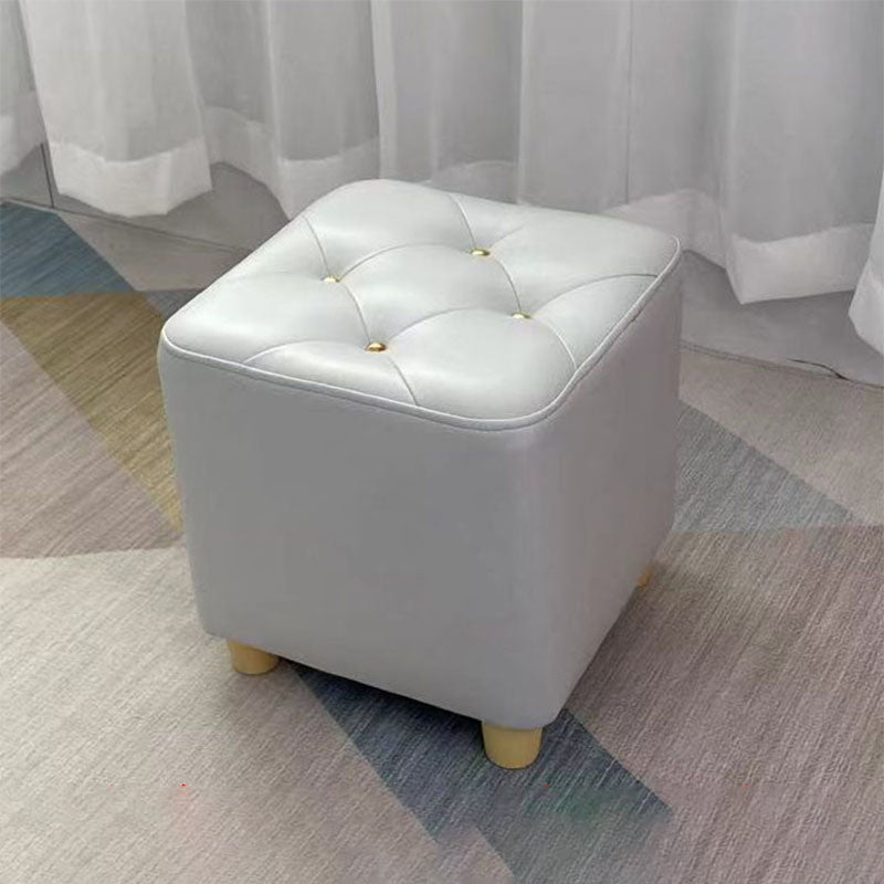 Modern Cotton Pouf Ottoman Plain Square Tufted Water Resistant Chair Pouf