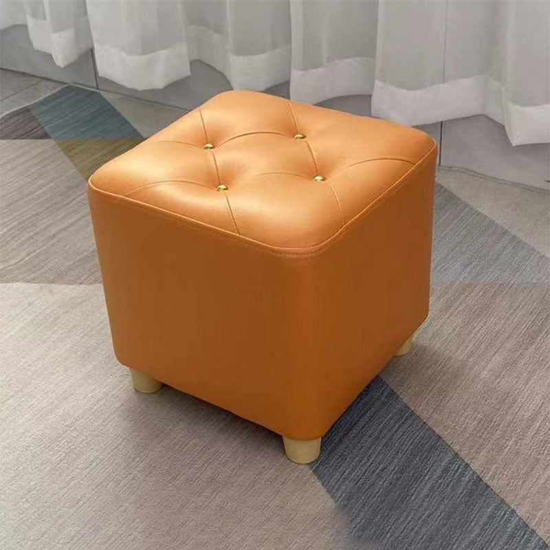 Modern Cotton Pouf Ottoman Plain Square Tufted Water Resistant Chair Pouf