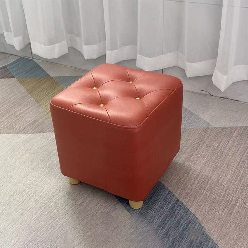 Modern Cotton Pouf Ottoman Plain Square Tufted Water Resistant Chair Pouf