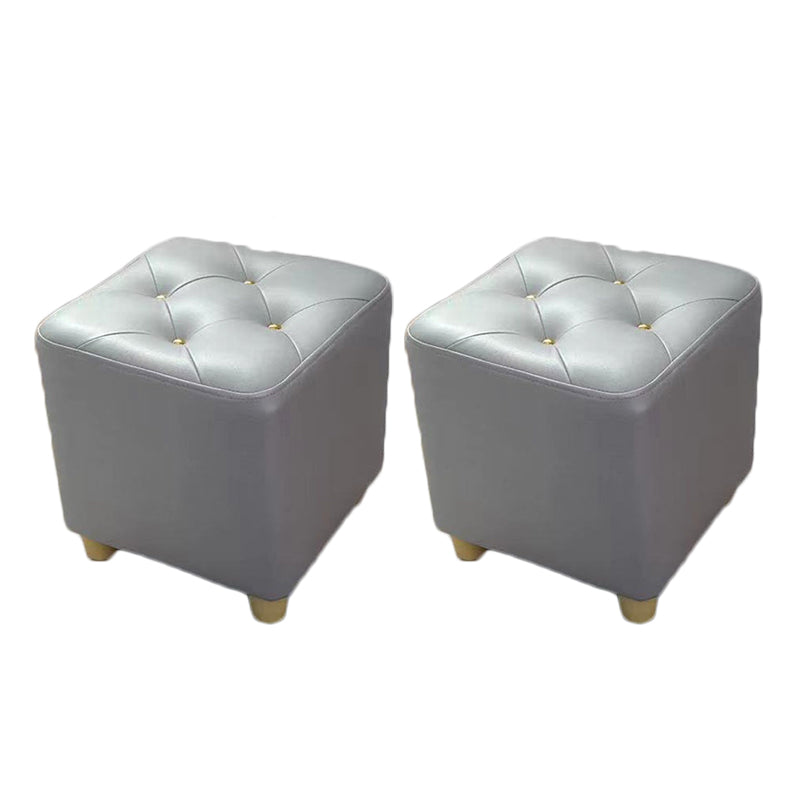 Modern Cotton Pouf Ottoman Plain Square Tufted Water Resistant Chair Pouf