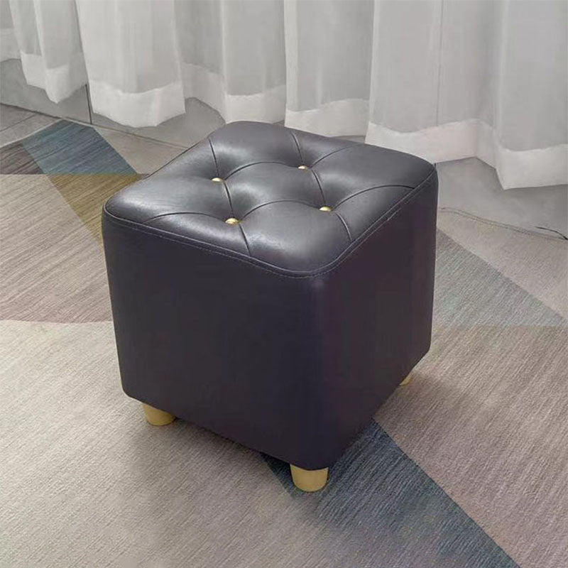 Modern Cotton Pouf Ottoman Plain Square Tufted Water Resistant Chair Pouf