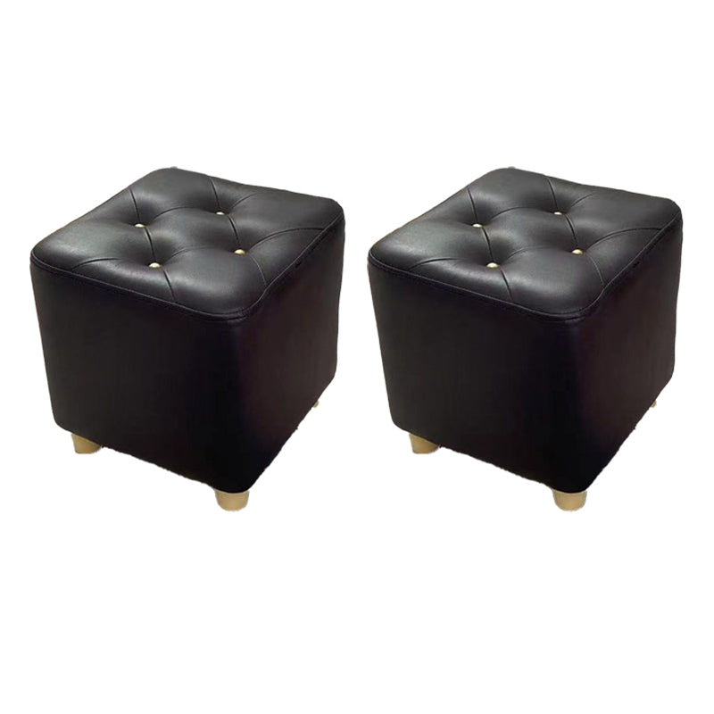 Modern Cotton Pouf Ottoman Plain Square Tufted Water Resistant Chair Pouf