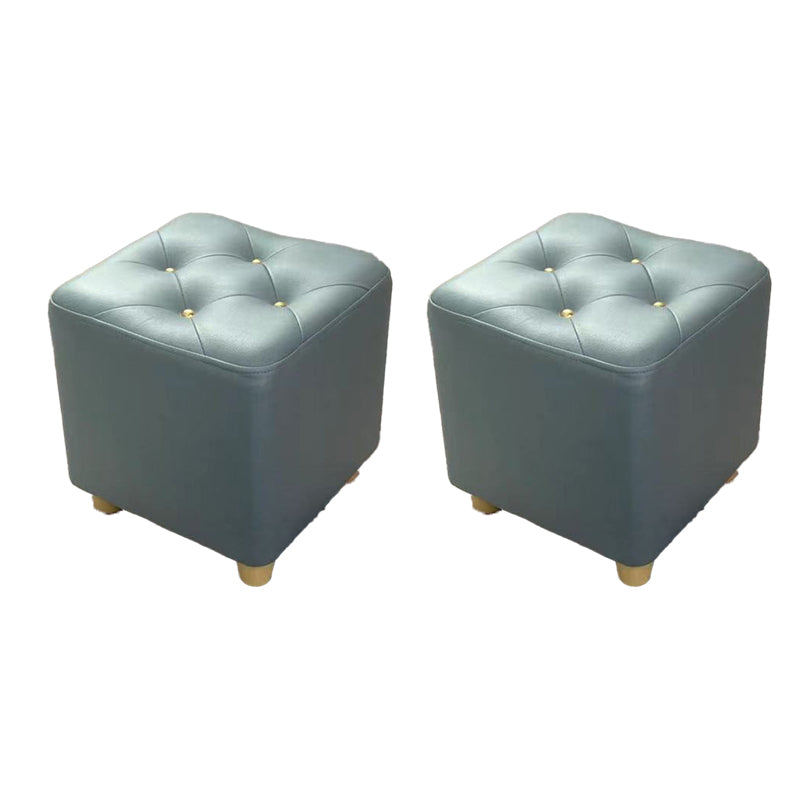 Modern Cotton Pouf Ottoman Plain Square Tufted Water Resistant Chair Pouf