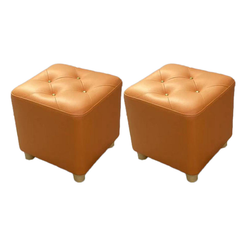 Modern Cotton Pouf Ottoman Plain Square Tufted Water Resistant Chair Pouf