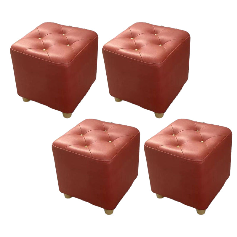 Modern Cotton Pouf Ottoman Plain Square Tufted Water Resistant Chair Pouf