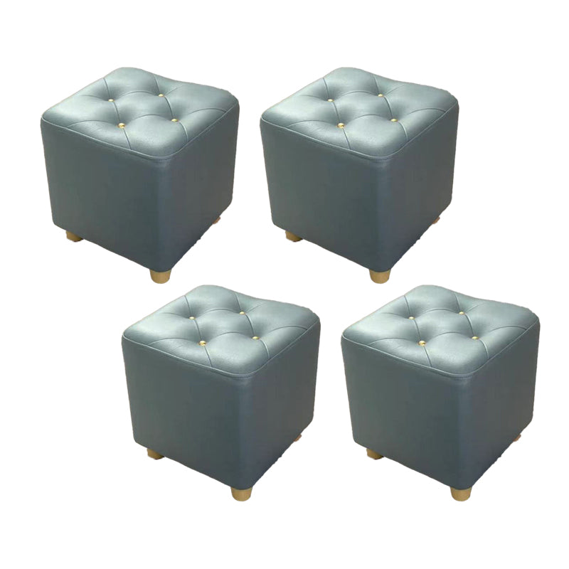 Modern Cotton Pouf Ottoman Plain Square Tufted Water Resistant Chair Pouf