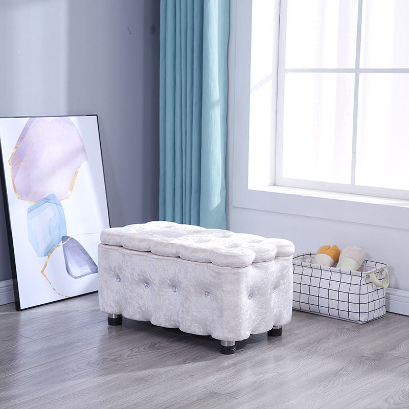 Glam Plain Storage Pouf Plain Velvet Tufted with Storage Rectangle Couch Ottoman