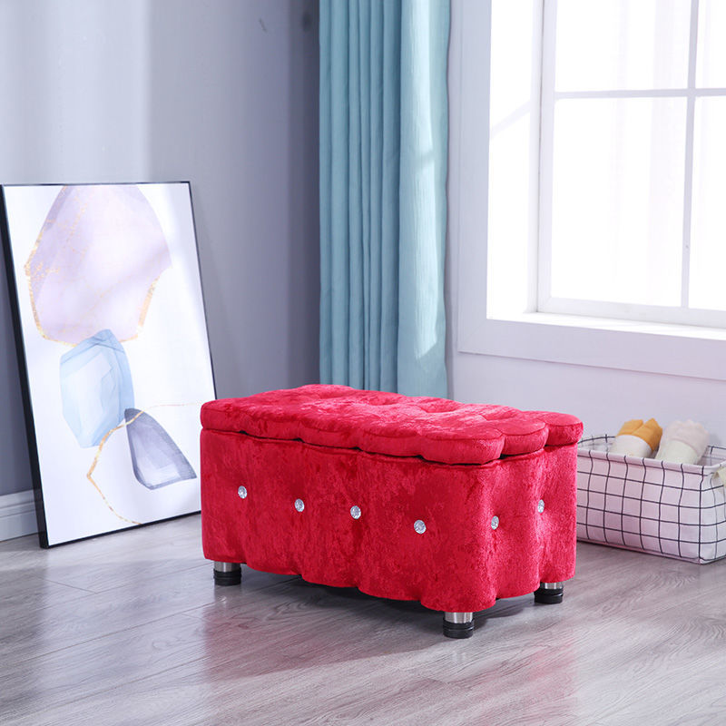 Glam Plain Storage Pouf Plain Velvet Tufted with Storage Rectangle Couch Ottoman
