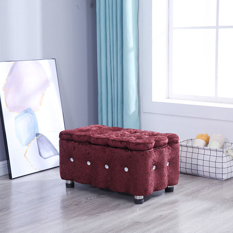Glam Plain Storage Pouf Plain Velvet Tufted with Storage Rectangle Couch Ottoman