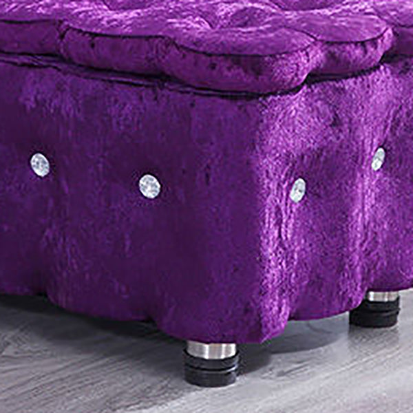 Glam Plain Storage Pouf Plain Velvet Tufted with Storage Rectangle Couch Ottoman