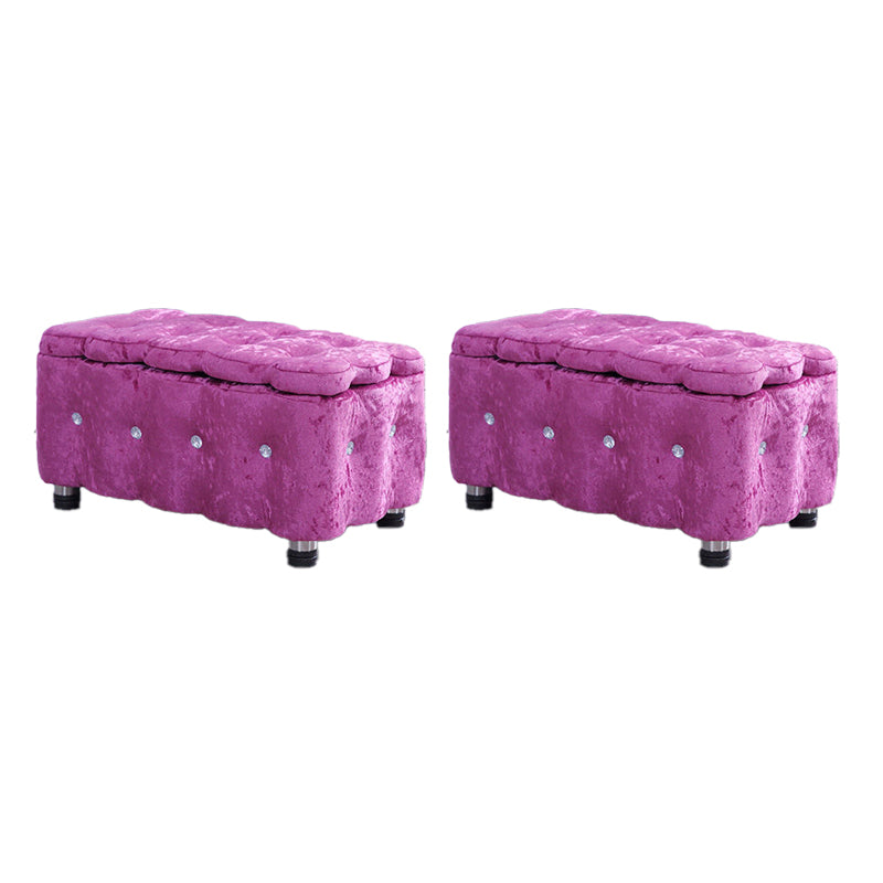 Glam Plain Storage Pouf Plain Velvet Tufted with Storage Rectangle Couch Ottoman