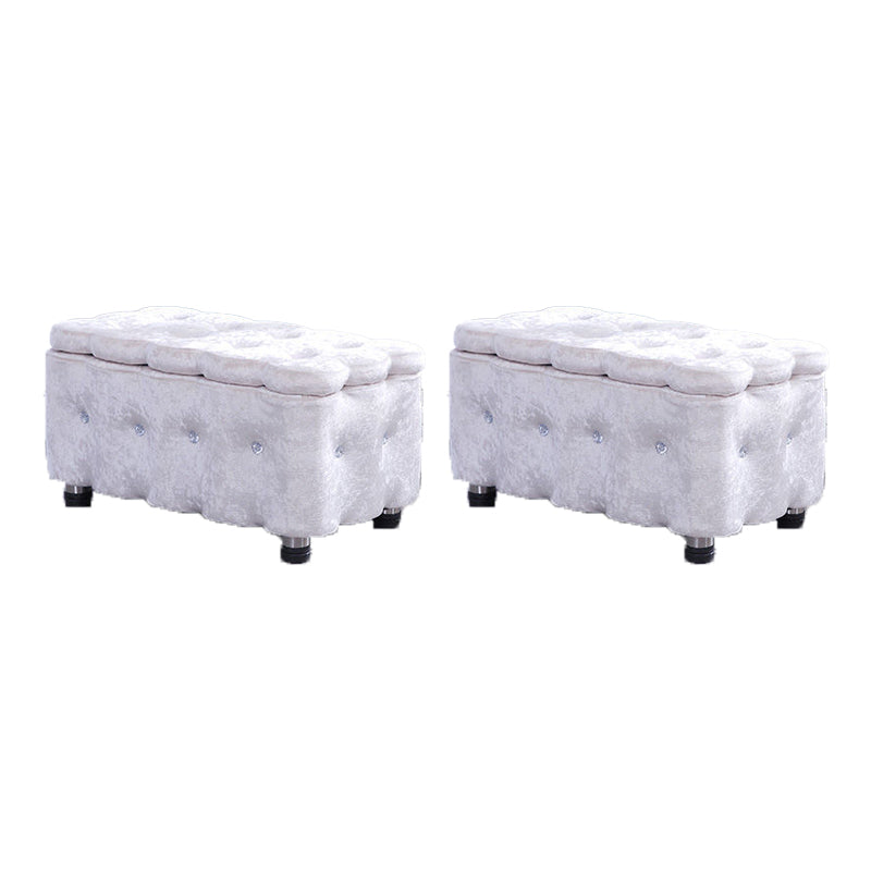 Glam Plain Storage Pouf Plain Velvet Tufted with Storage Rectangle Couch Ottoman
