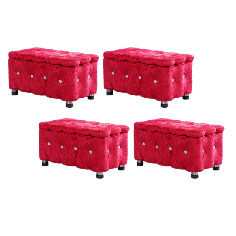 Glam Plain Storage Pouf Plain Velvet Tufted with Storage Rectangle Couch Ottoman