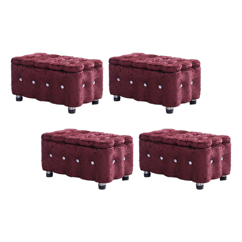 Glam Plain Storage Pouf Plain Velvet Tufted with Storage Rectangle Couch Ottoman
