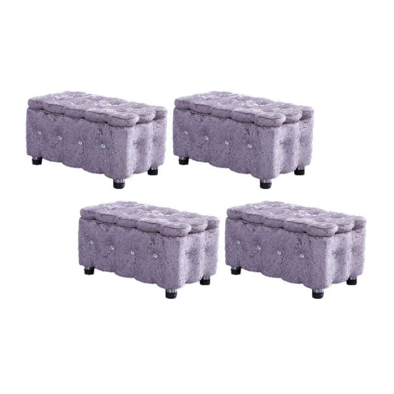 Glam Plain Storage Pouf Plain Velvet Tufted with Storage Rectangle Couch Ottoman