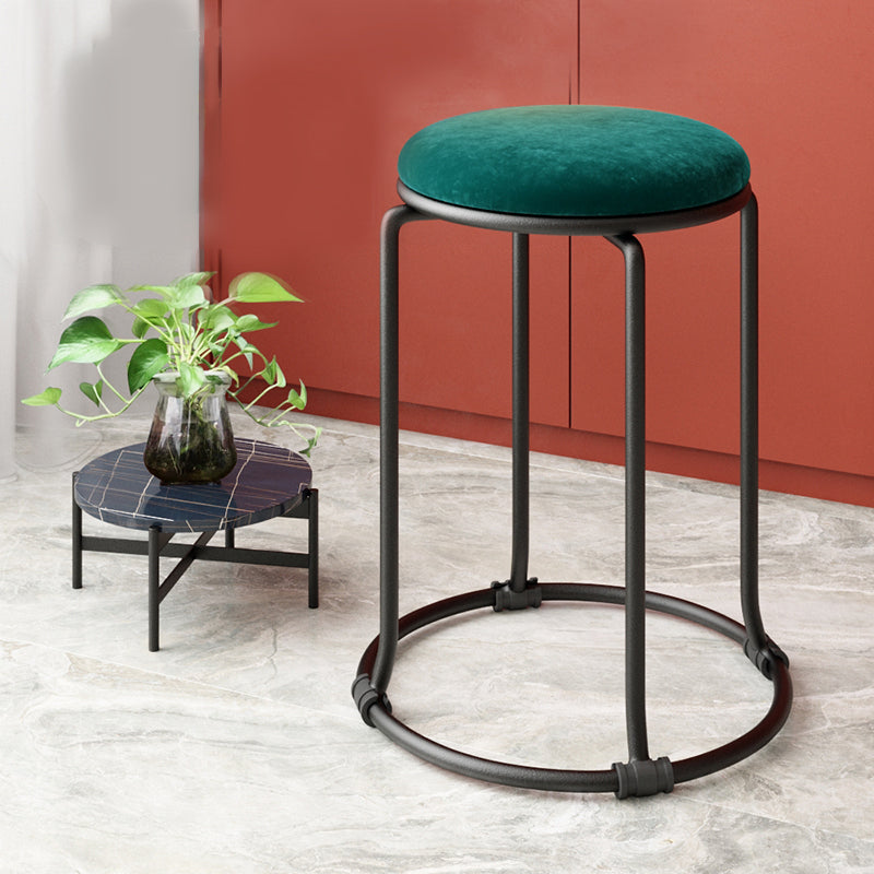 Glam Standard Ottoman Round Plain Velvet Tear Resistant Indoor Ottoman