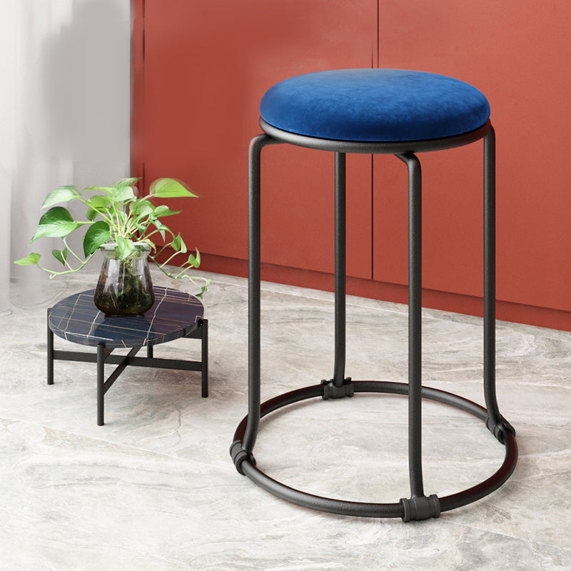 Glam Standard Ottoman Round Plain Velvet Tear Resistant Indoor Ottoman