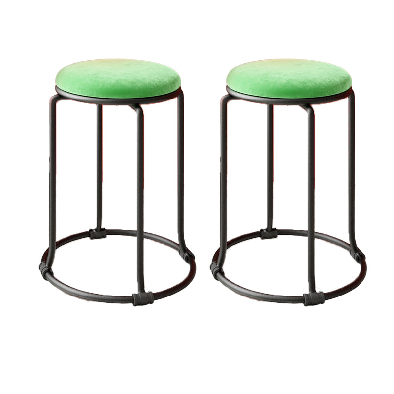 Glam Standard Ottoman Round Plain Velvet Tear Resistant Indoor Ottoman