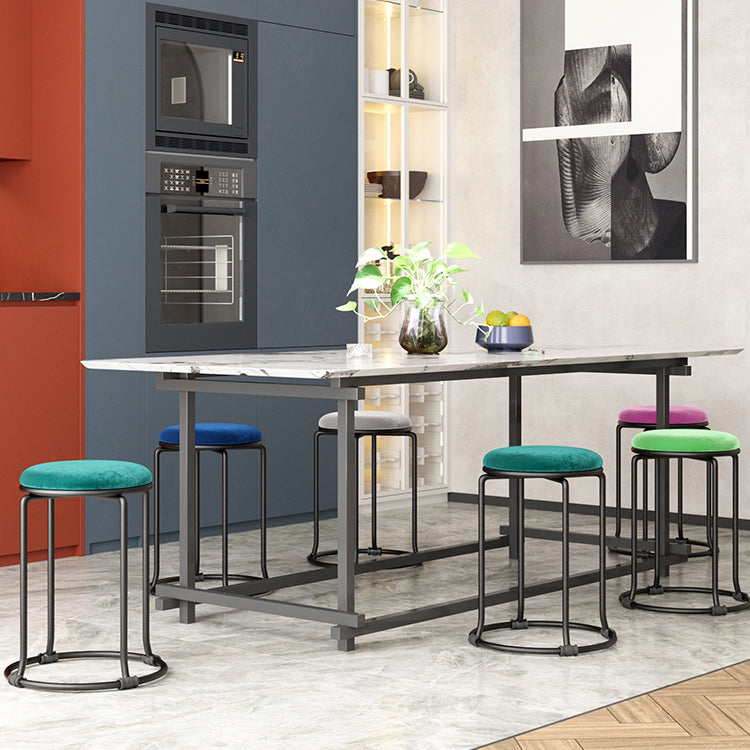 Glam Standard Ottoman Round Plain Velvet Tear Resistant Indoor Ottoman