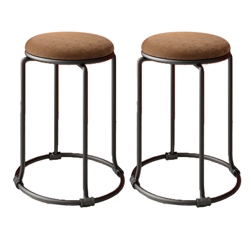 Glam Standard Ottoman Round Plain Velvet Tear Resistant Indoor Ottoman