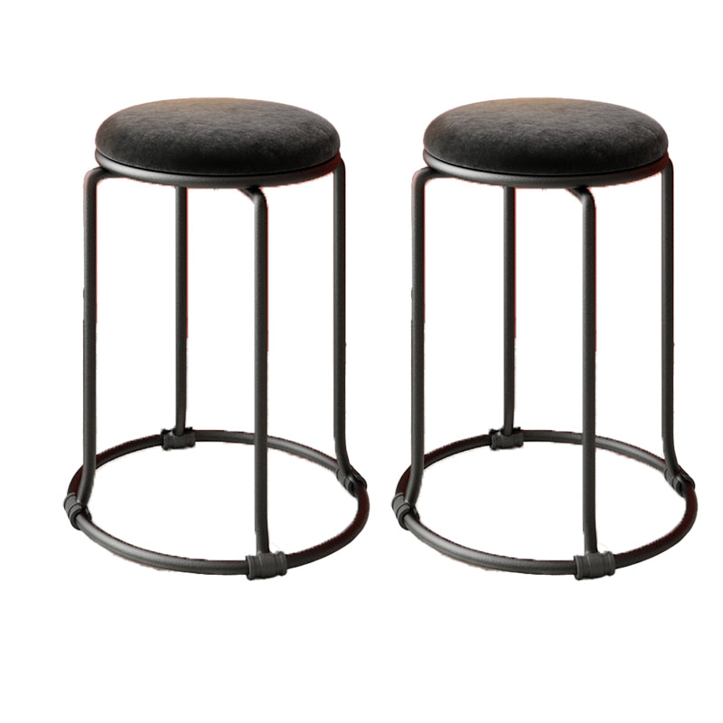 Glam Standard Ottoman Round Plain Velvet Tear Resistant Indoor Ottoman