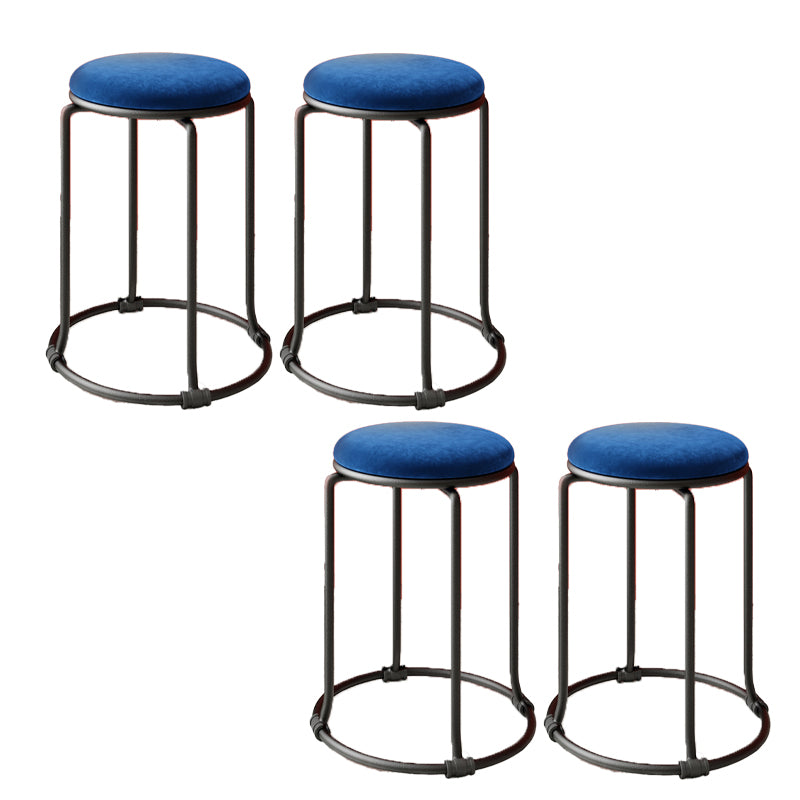 Glam Standard Ottoman Round Plain Velvet Tear Resistant Indoor Ottoman